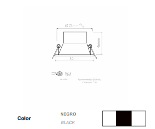ARO LUK ROUND 50MM G5.3 NEGRO IP65