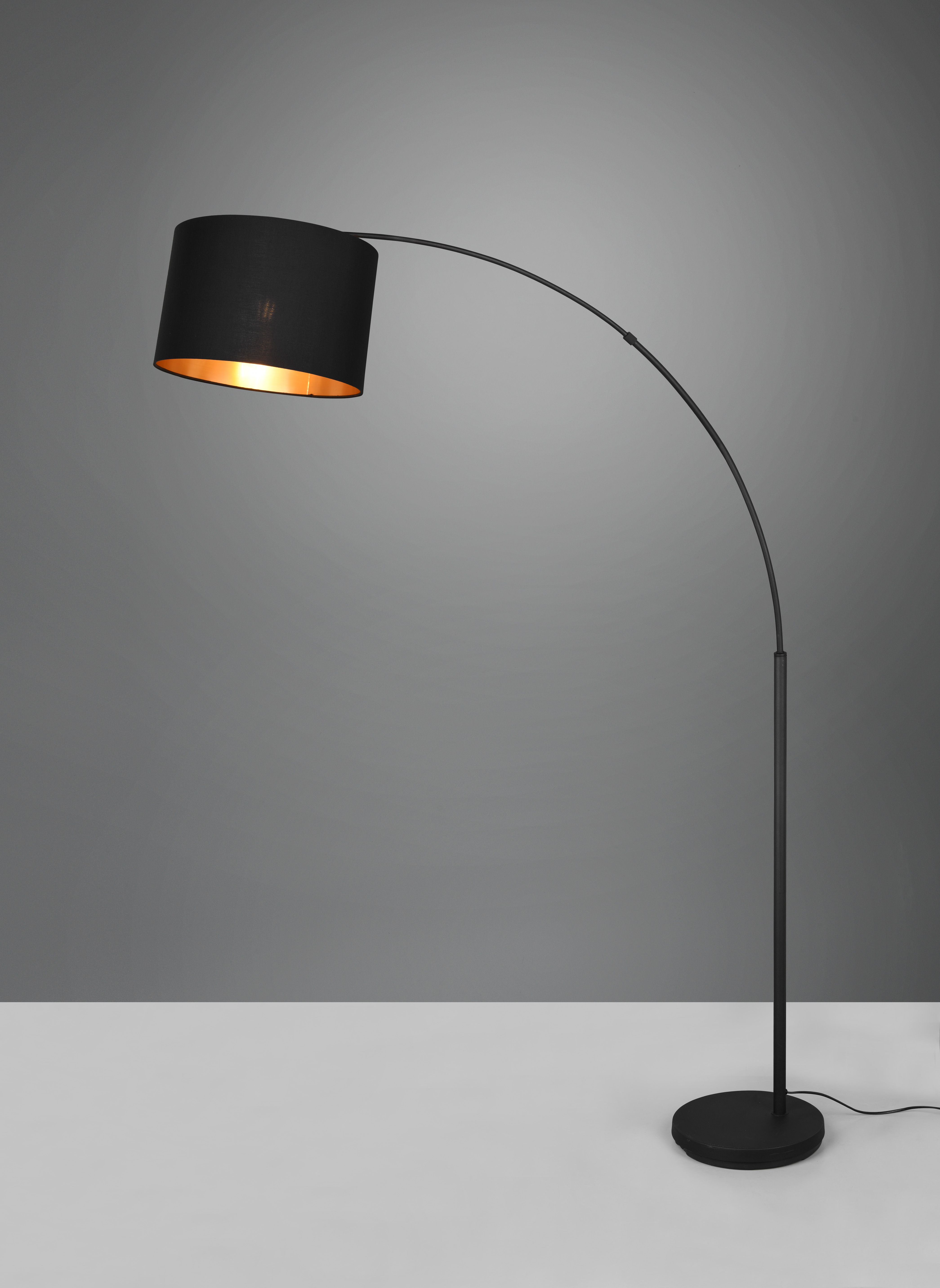 BOLIVIA PIANTANA METALLO NERO AD ARCO CON PARALUME NERO E ORO H. 171CM