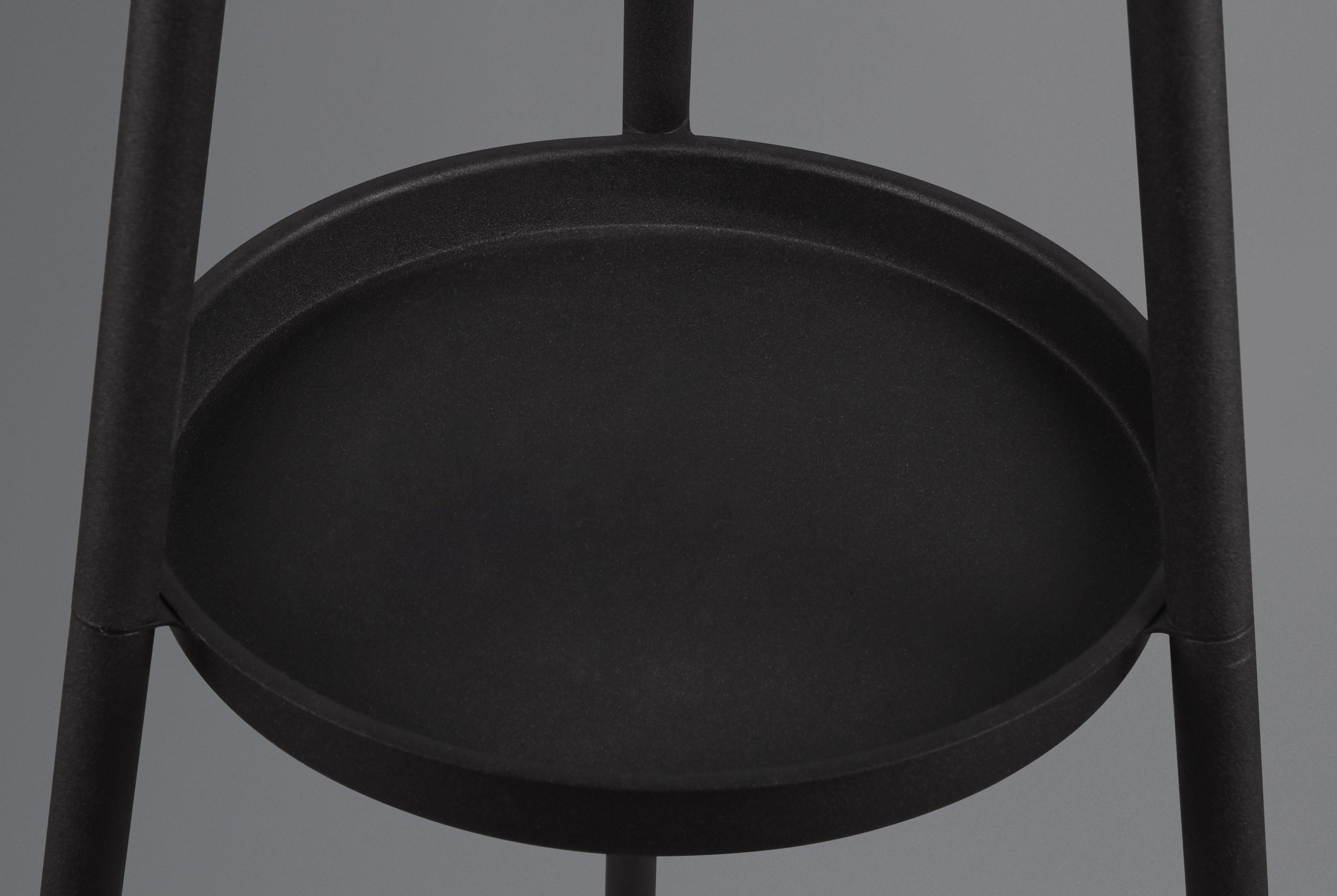 COLETTE PIANTANA 3 PIEDI CON TAVOLINO METALLO NERO E PARALUME TORTORA ED ORO H. 153CM