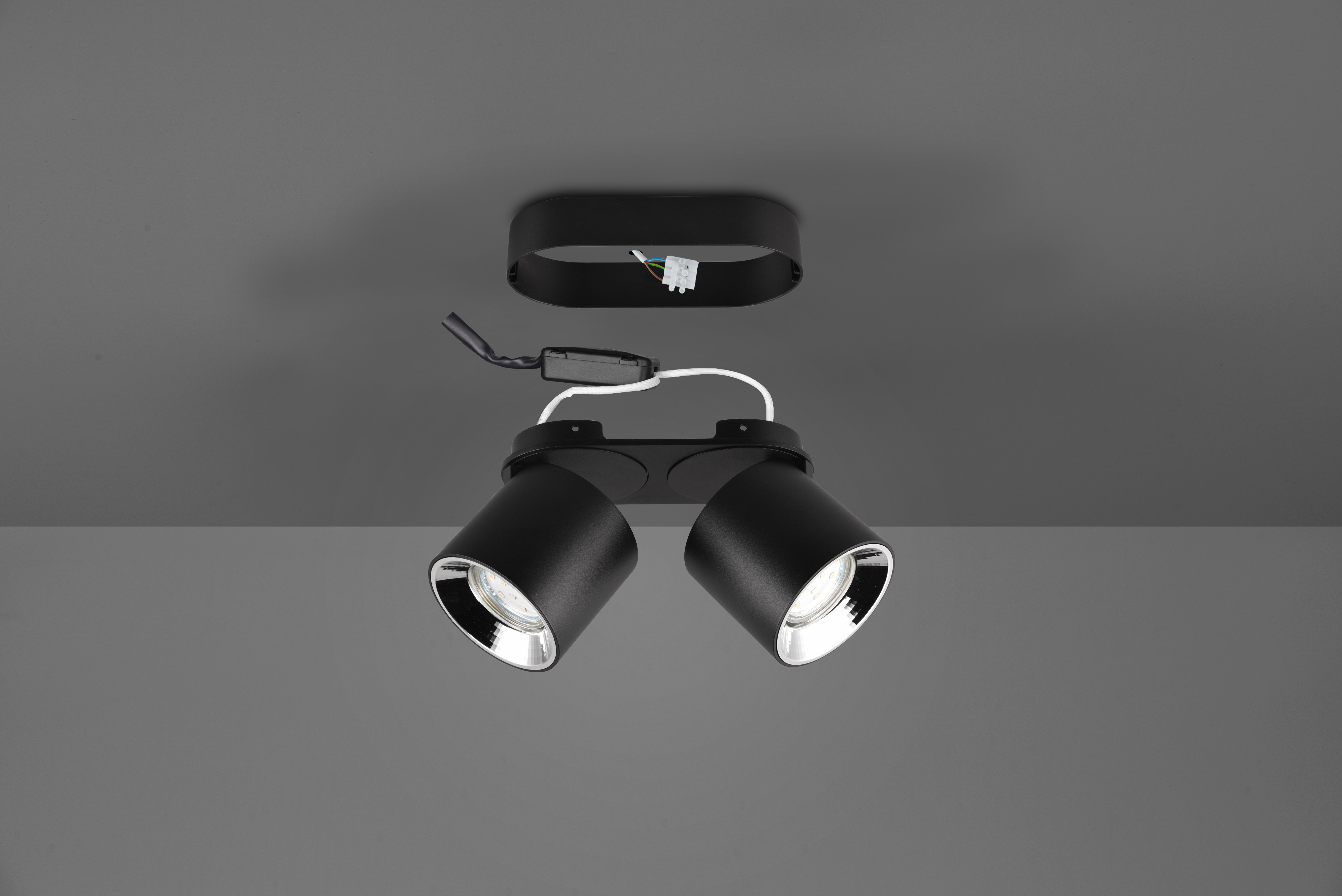 GUAYANA BARRA 2 SPOTS ORIENTABILI ANCHE DA INCASSO METALLO NERO L. 18CM