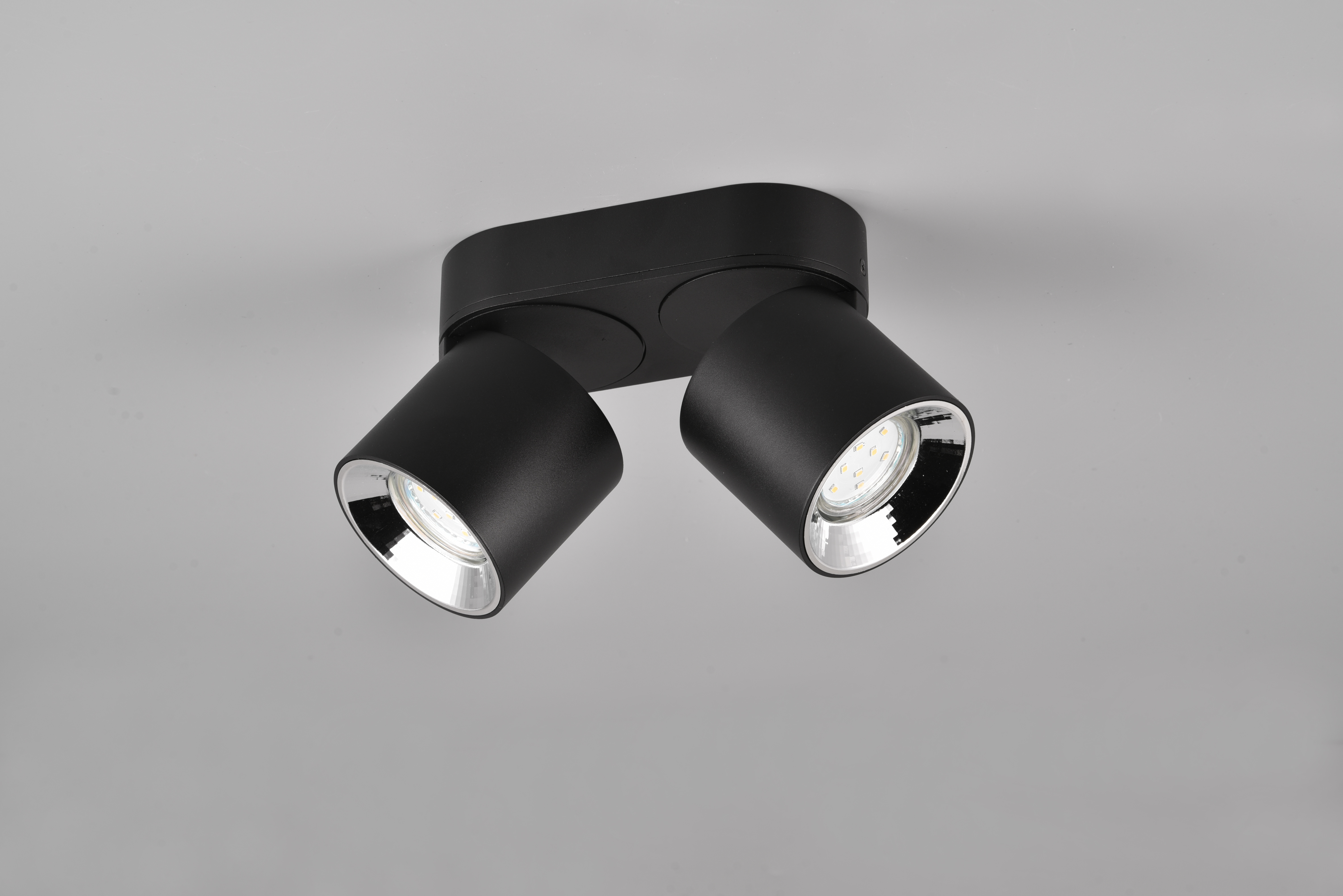 GUAYANA BARRA 2 SPOTS ORIENTABILI ANCHE DA INCASSO METALLO NERO L. 18CM