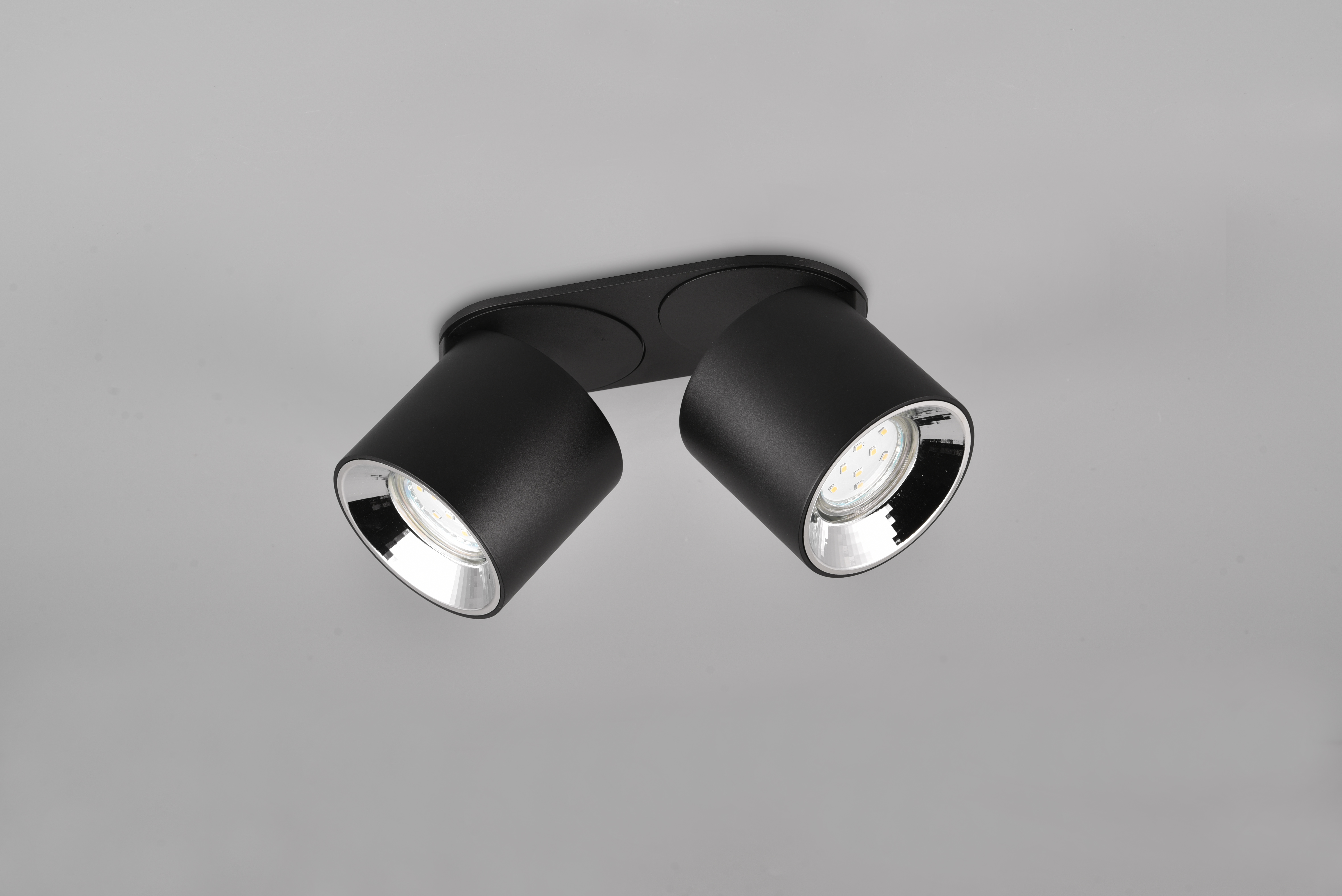 GUAYANA BARRA 2 SPOTS ORIENTABILI ANCHE DA INCASSO METALLO NERO L. 18CM