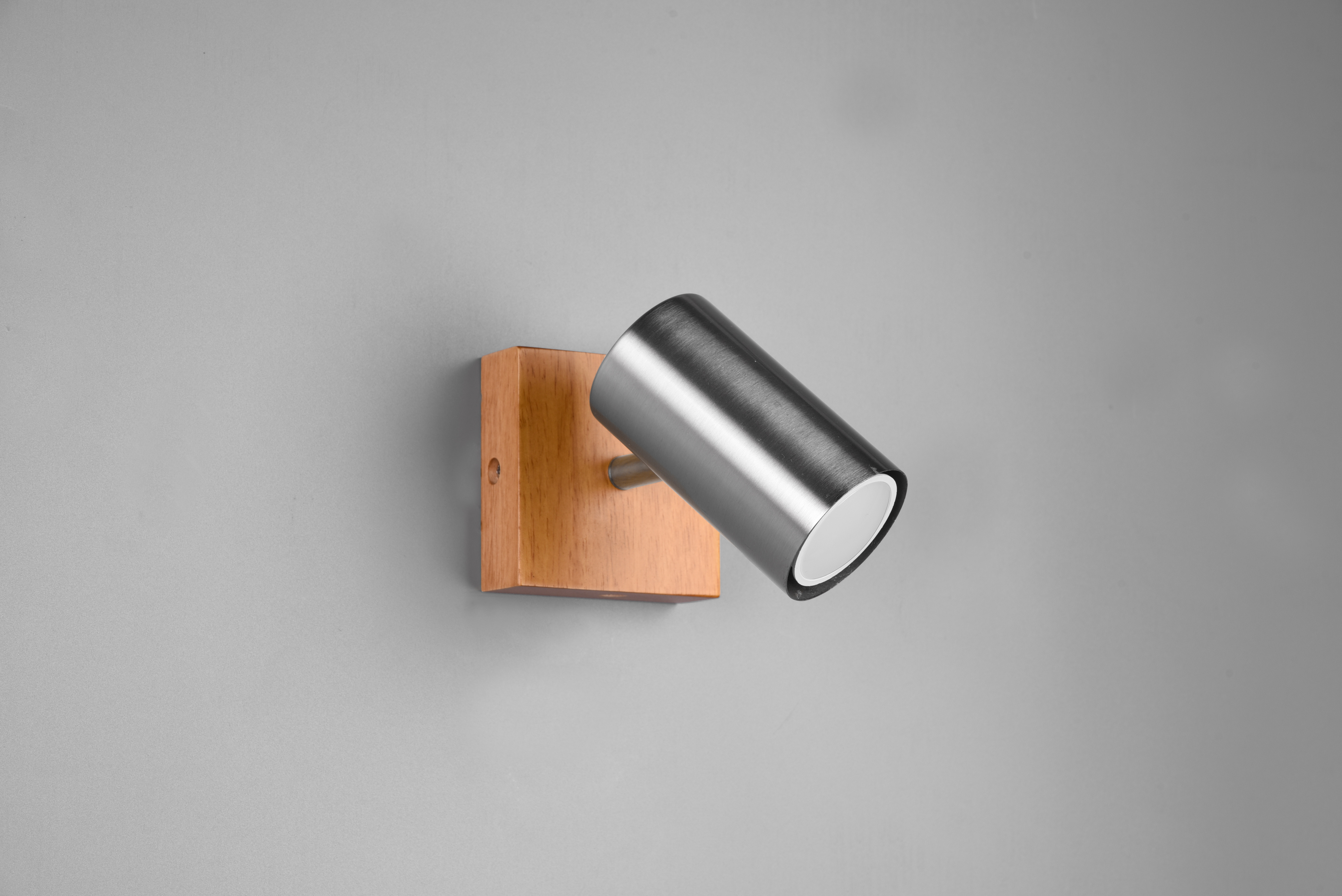 MARLEY BASE SPOT CIL. ACCIAIO BASE LEGNO NATURALE H. 16,5CM