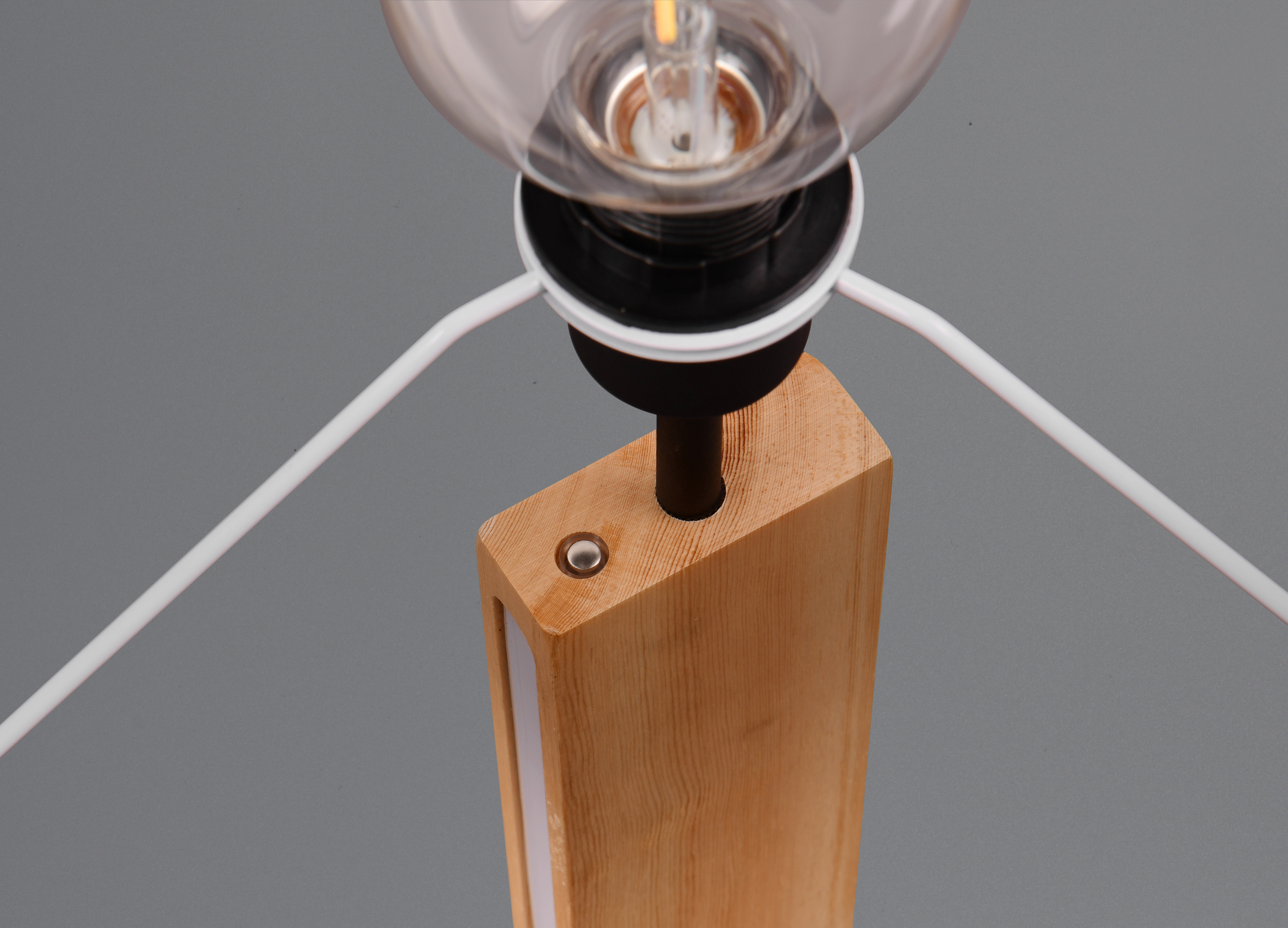 RAHUL PIANTANA TOUCH METALLO E PARALUME NERO E LEGNO CON LED H. 150CM