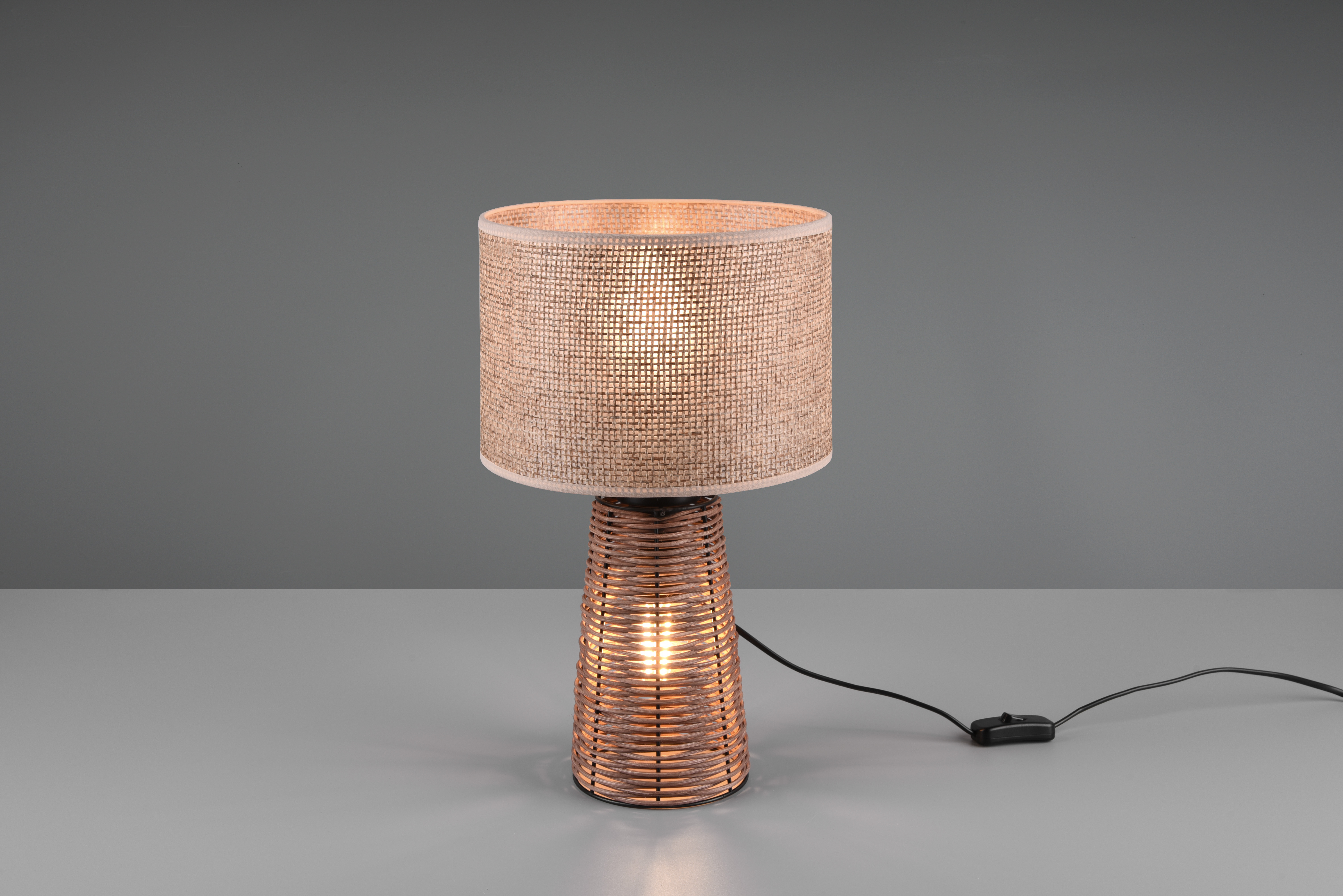 STRAW LAMPADA DA TAVOLO IN RATTAN COLORE NATURALE CON ILLUMINAZIONE ANCHE NELLA BASE H.40,5CM