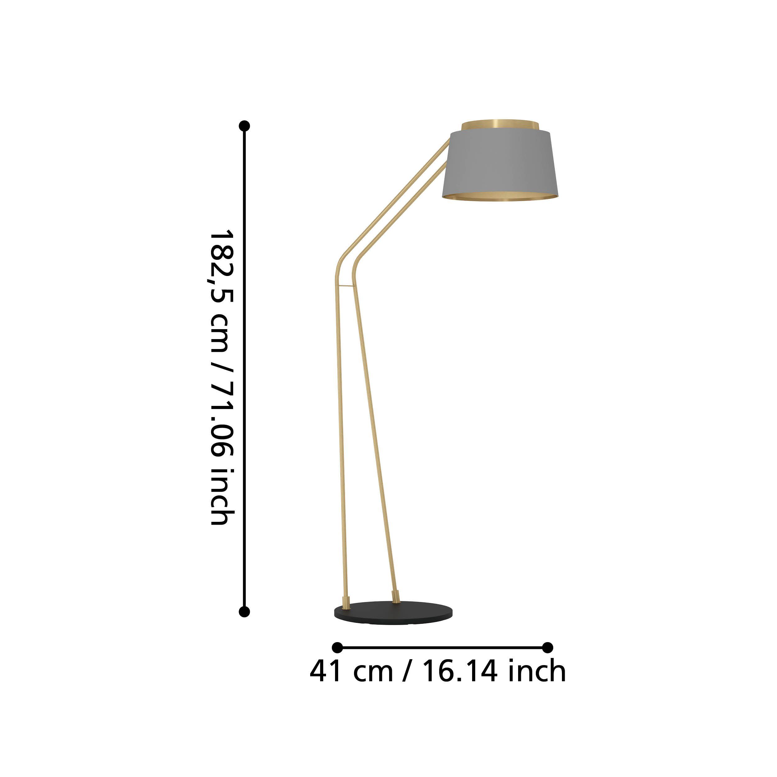 ALMERIMAR - Piantana - E27 1X40W - Struttura in acciaio / finitura nero, ottone spazzolato; Diffusore in tessuto / finitura grigio, ottone;
L1100 x 410 H1805