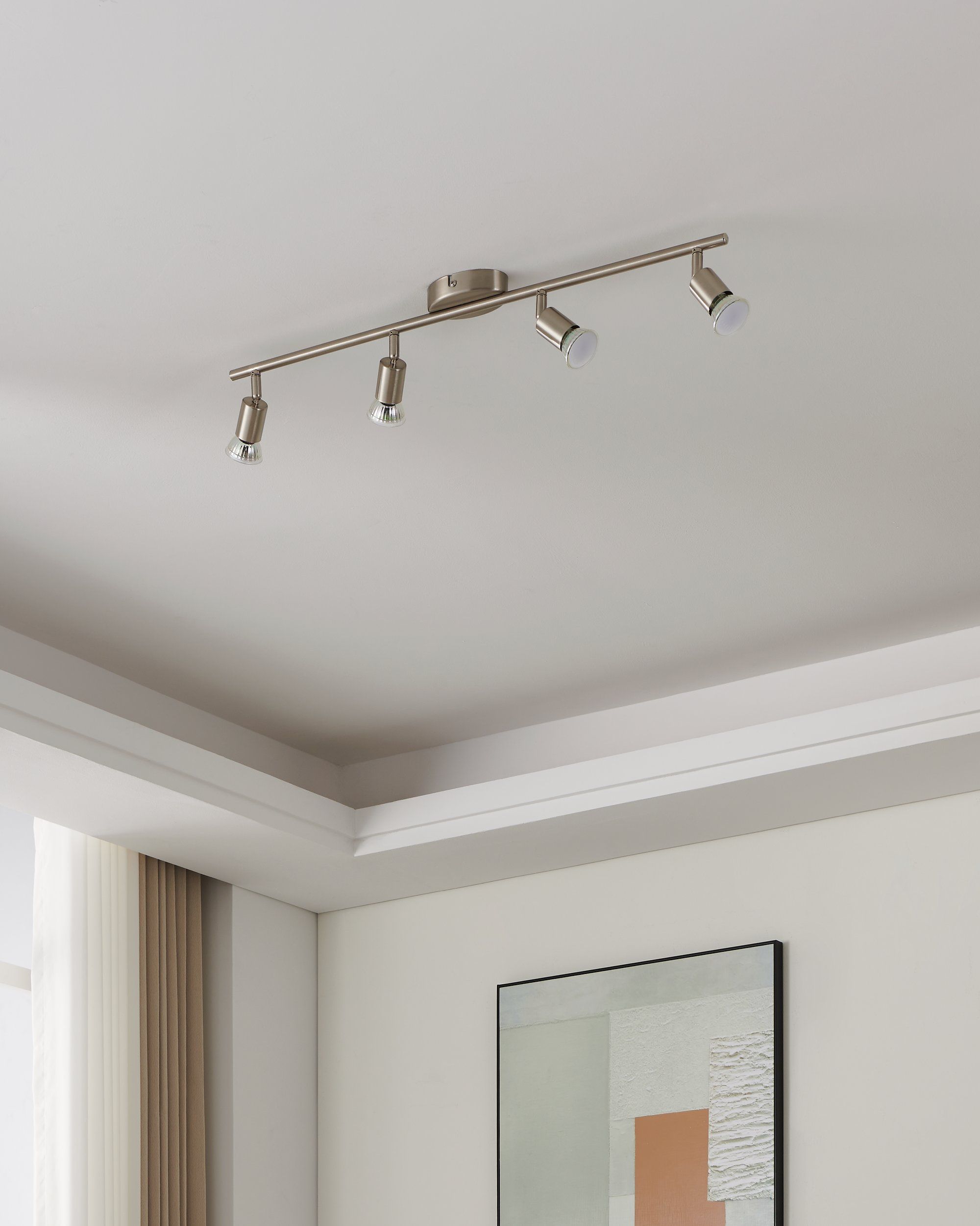 BUZZ-LED - Faretti - GU10-LED 4X2,8W inclusa - Struttura in acciaio / finitura nichel opaco;
L685 x 65