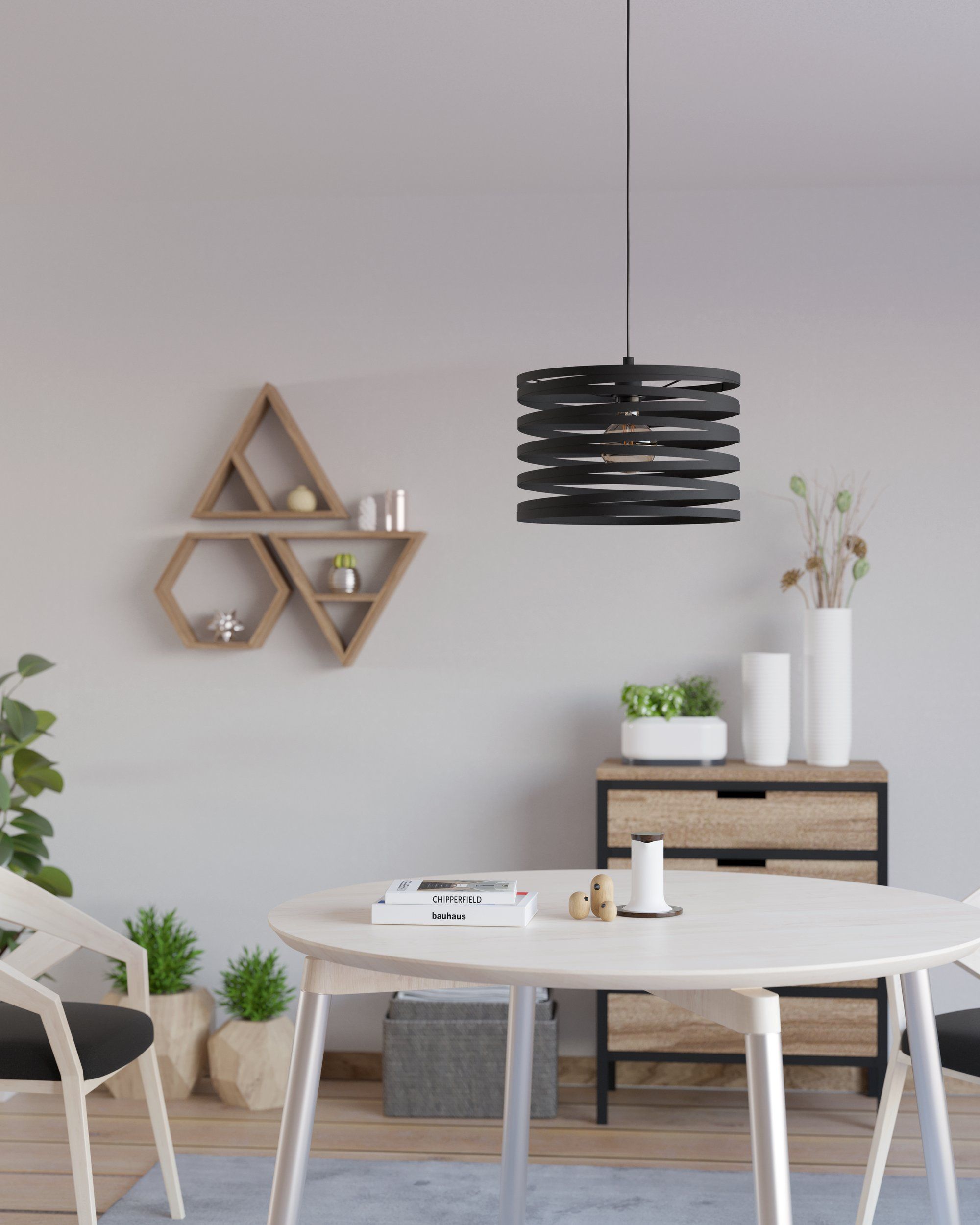 CREMELLA - Sospensione - E27 1X40W - Struttura in acciaio / finitura nero;
Ø370 H1100