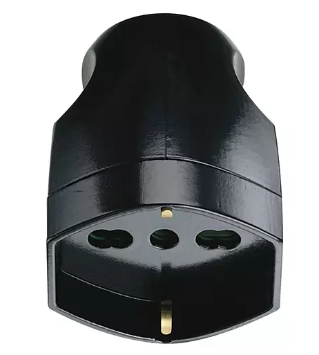 Presa 2P+T 16A universale assiale nero