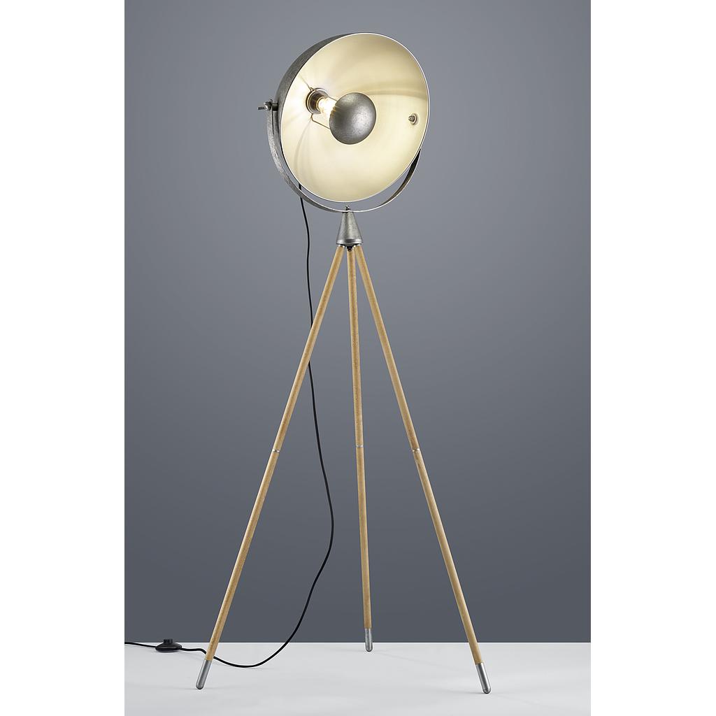 DELHI PIANTANA CUPOLA METALLO ACCIAIO ANTICO E LEGNO TRIPOD H. 157,5CM