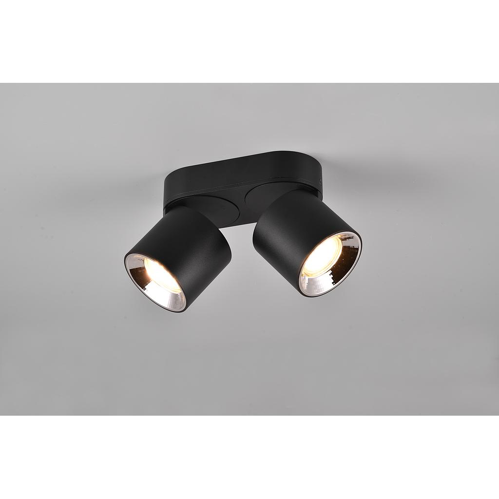 GUAYANA BARRA 2 SPOTS ORIENTABILI ANCHE DA INCASSO METALLO NERO L. 18CM