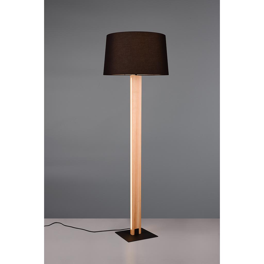 RAHUL PIANTANA TOUCH METALLO E PARALUME NERO E LEGNO CON LED H. 150CM