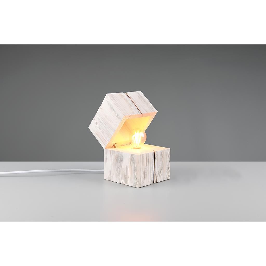TREASURE LAMPADA DA TAVOLO E14-LED INCLUSA LEGNO BIANCO H. 16CM