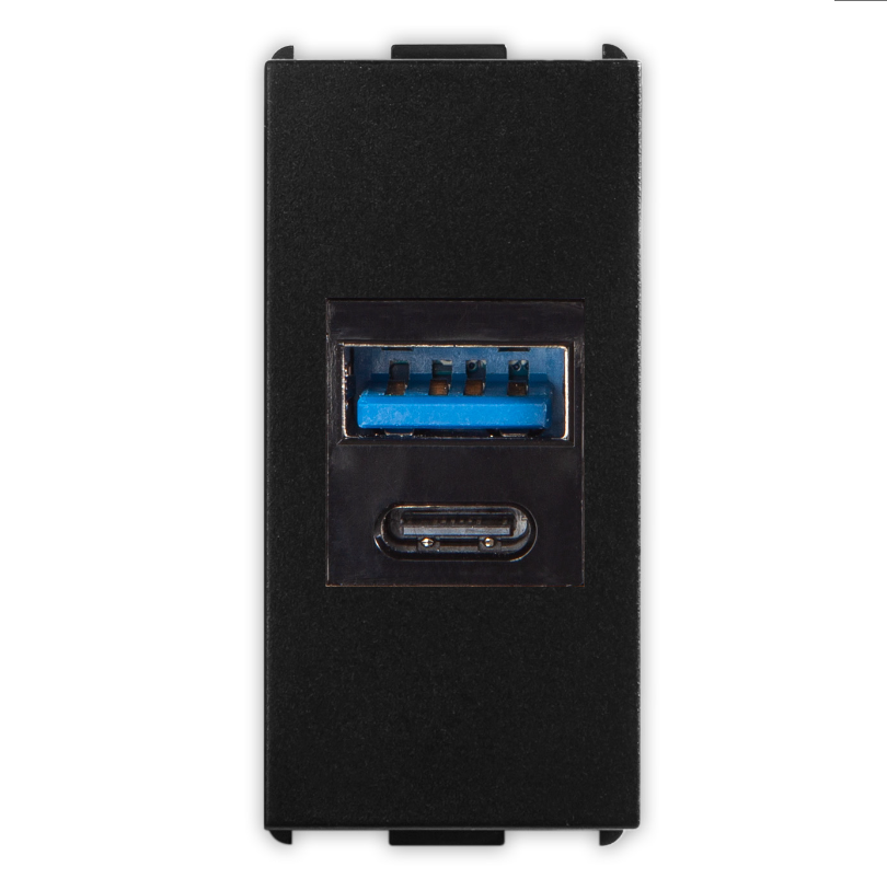 PIXIA Alim.USB A+C 110/240Vac 20W Black