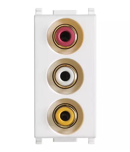 Presa con 3 connettori RCA bianco