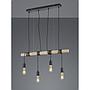 BRODY SOSPENSIONE LEGNO E METALLO CON 4 PORTALAMPADA PENDENTI L. 85CM